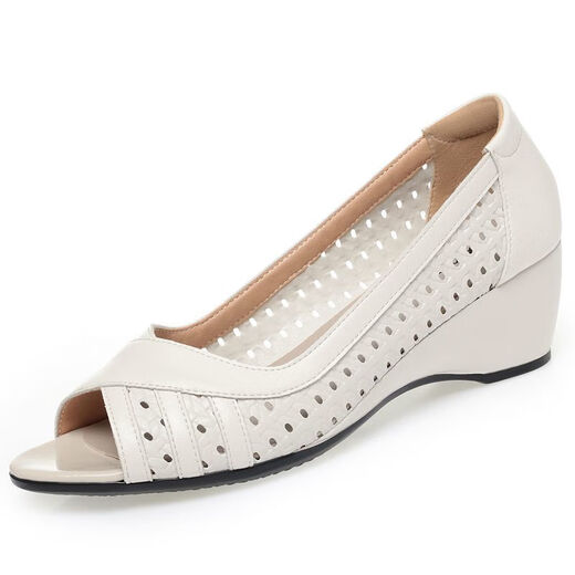 
PACO GIL Parker Gill new sandals summer single shoes hollow women's shoes fish mouth breathable soft leather mom summer hole shoes off white 3878 38