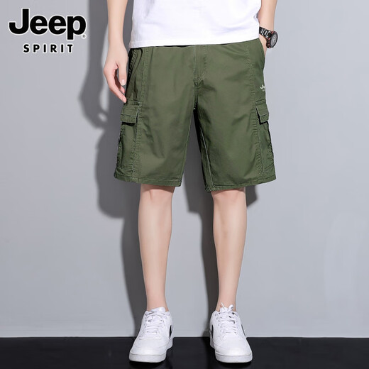 JEEP SPIRITJeep Jeep work shorts men's summer new thin loose straight sports casual pure cotton five-point pants men 9896P Khaki XL 121-140Jin Jin equals 0.5 kg