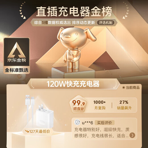 Jieberton adapts to Huawei charger 66W/120W fast charging gallium nitride set USB charging head type-c fast charging cable head suitable for Honor data cable charging cable plug direct sales genuine 66w fast charging head + 1.0 meter fast charging cable