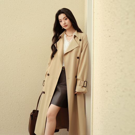 S EIFINI long-term windbreaker 2026 spring special new color classic double-breasted high-end British style mid-length coat dark khaki long L