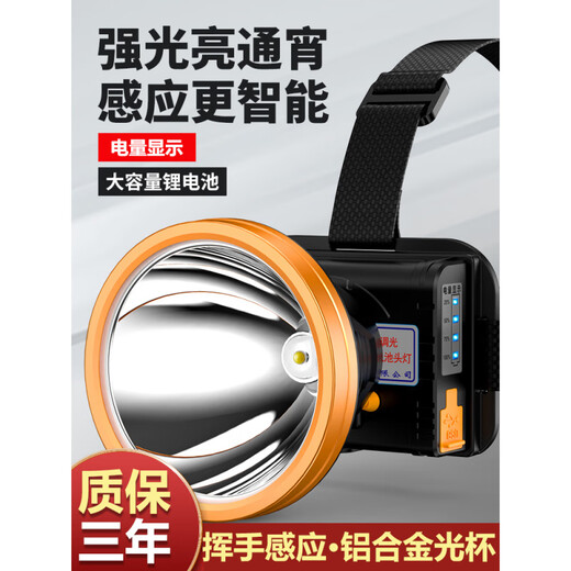 Hochlicht-Erfassungs-Scheinwerfer laden superhelles Scheinwerfer mit ultra langer Akkulaufzeit Lithiumbatterie Langzeitfischerei Taschenlampe Outdoor 9710 Weißes Licht G6 Version-Induktion-Batterie 8-14 Stunden