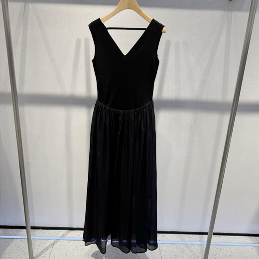 
Viainos 2025 summer new slim sleeveless knitted suspender dress for women black 9866 L