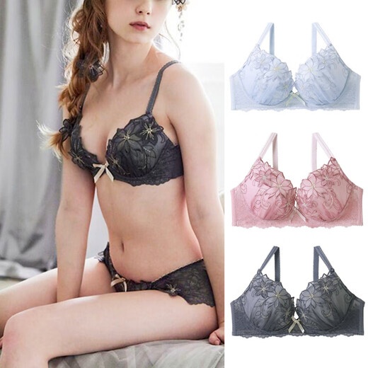 Yalu Risa, японский комплект D, тяжелая промышленность, изысканная вышивка, милая фея, бюстгальтер пуш-ап на косточках, чашка EF, голубая чашка, слишком маленькая 80B