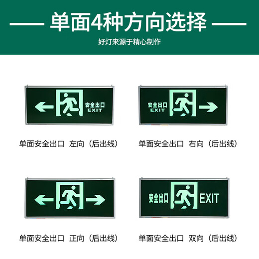 敏华消防应急灯安全出口指示灯led紧急通道疏散楼层指示牌新国标 敏华-M3519-单面左向出口+四线强