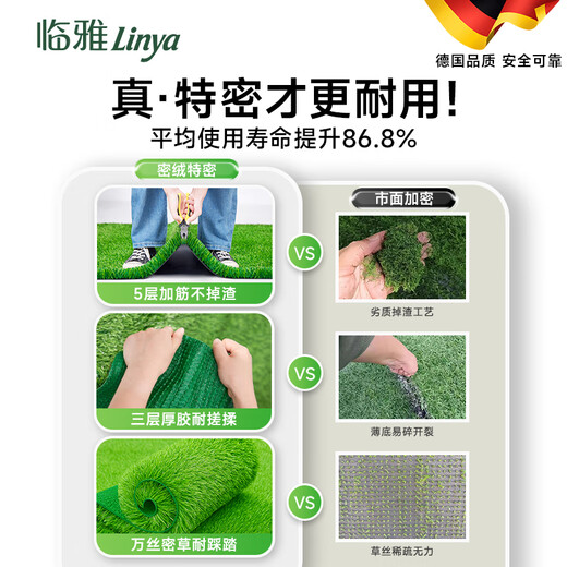 Linya Temi fake lawn outdoor simulated lawn carpet kindergarten lawn mat artificial artificial plastic turf decoration 3cm-14 needle Temi series spring grass-green back Customized size 1 meter wide How many meters long do you need to take a few shots