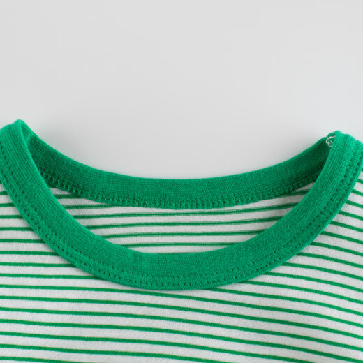 2025 Sommerkoreanische Version von Kinderkleidung Neue Produkte für Kurzärärmel-T-Shirt Striped Baby Cloth Base Hemd Casual Modetrend 9893 Fruchtgrün und weißer Raum 110 cm