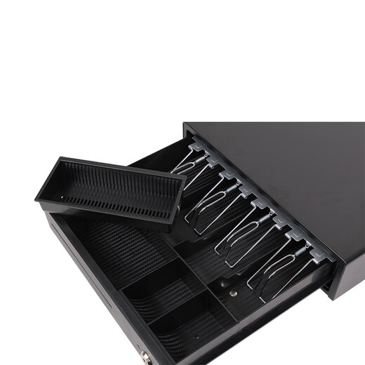 Host cash register cash box, cash register box, cash register cabinet, cash register drawer, cash register box with five compartments and three gears, automatic pop-up, durable steel, 340 four compartments and three gears small cash box
