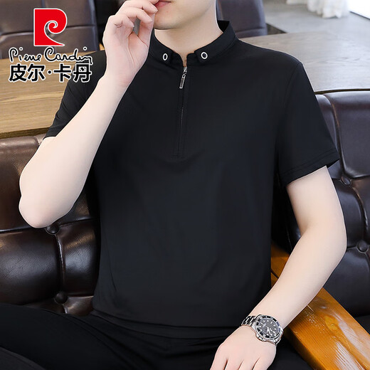 Pierre Cardin Solid Color Halb-Reißverschluss Polo-Basis-Hemd-Hemd für Männer mit kurzer Ärmeln T-Shirt von Summer Ice Seide Dünnständer 2025 Neuer halbärmelig 9921 Grün M (ca. 85 ~ 105 Jin [Jin entspricht 0,5 kg] kann getragen werden)