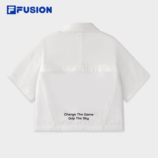 FILA FUSION斐乐潮牌梭织短袖外套女2025秋新款时尚宽松短款上衣 云白色-WT S 160/80A/S