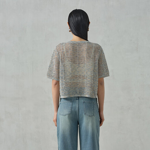 Ayilian [gleicher Stil im Einkaufszentrum] Mode gestrickte Pullover für Frauen im Sommer 2025 New altersreduzierende Schlampe Hollow Top Haiyan Blue M.