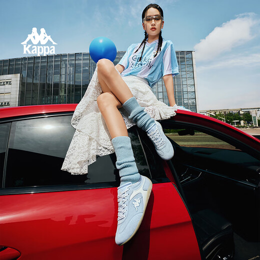 KAPPAWing卡帕赛车德训鞋女2025秋季新款低帮运动鞋潮流复古休闲板鞋子 冰山蓝/冬日白 38