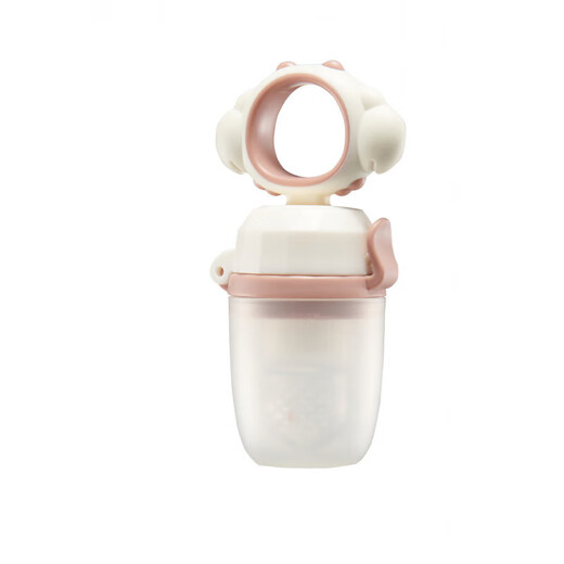 Baby food bite bag Fruit and Vegetable Silicone extrusion molar stick teether baby eating fruit supplementary utensils for home use pink without base 1 pack