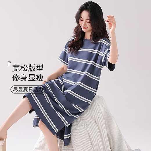莫代尔睡裙女款夏季短袖睡衣裙2025年新款夏天薄款孕妇夏款连衣裙 ZH14101 2XL (175)