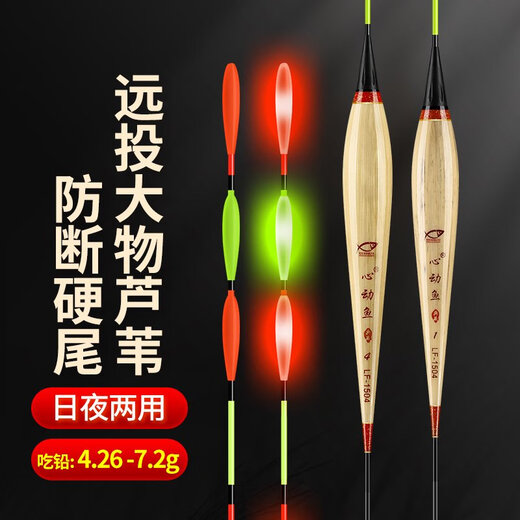 远投硬尾LED芦苇夜光漂日夜两用大物电子鱼漂青草鲢鳙浮漂 LF-15042号吃铅5.12远投青草鲢 大物芦苇夜光漂一支