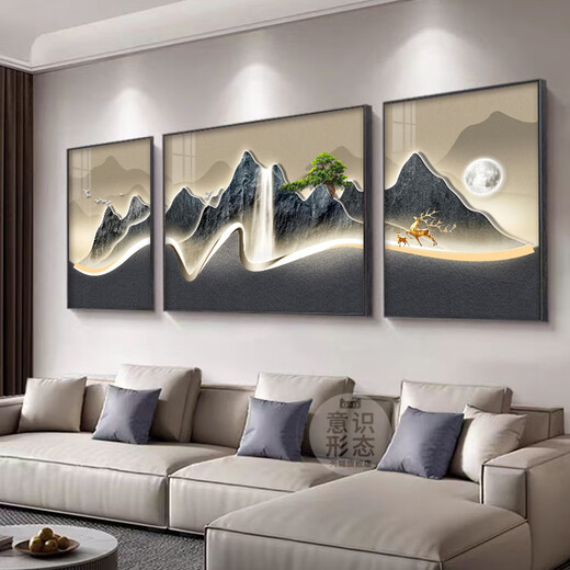 仁聚益轻奢客厅装饰画2024年新款背有靠山沙发背景墙壁画高档大气挂画 G3884 35*50/70*50/35*50（适合2米左1