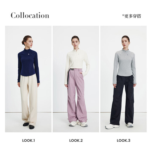 Navikel Italian small sailing women's half-open collar long-sleeved T-shirt slim and warm base skin clothing 2335045501 Gray M