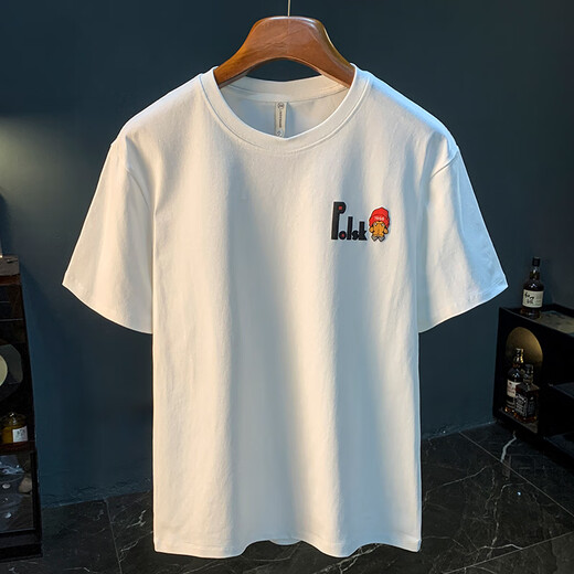 Camiseta de camiseta de camiseta estampada de graffiti estampada de Mishide, camiseta suelta de media manga holgada, algodón xinjiang de algodón cómodo y versátil blanco [JSW9923 m es adecuado para 90 a 108 Jin [Jin equivale a 0.5 kg] Wall de igual tamaño
