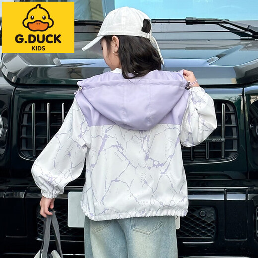 
G.DUCKKIDS girls' jacket spring and autumn style 2025 new children's clothing girls' middle-aged and big children's autumn hooded clothes children's autumn jacket pink 150