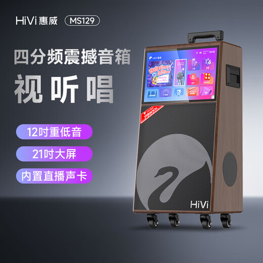 HiVi home KTV audio set outdoor square dance audio with display screen home TV karaoke special speaker karaoke machine microphone all-in-one machine MS129