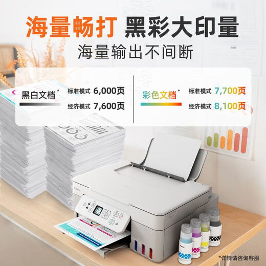 佳能G3881/389O/3891彩色墨仓自动双面喷墨一体复印扫描无线微信远程 G3881+小白学习打印VIP终身会员 套餐二【标配+专用黑彩墨水4瓶】
