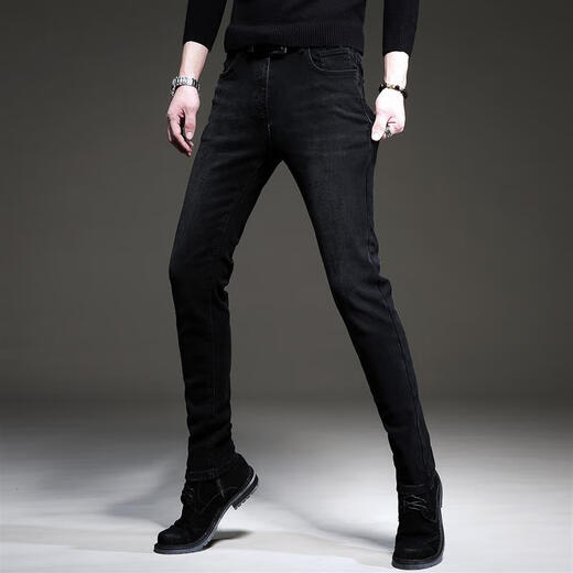 
Jie Yuepai summer trend European black high-end jeans men's Korean style small feet pants trendy brand stretch men's casual trousers 1049 gray regular 28