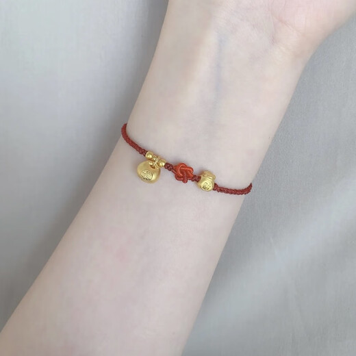 YIBIY Pure Gold 999 Gold Blessing Bag Little Fat Blessing Pure Gold Bracelet for Girlfriend and Wife Chinese Valentine's Day Gift Main Image Bracelet