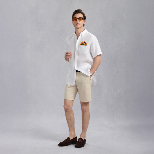 
GANT/Gantt [100% linen] Summer men's cool shirt breathable and simple American casual short-sleeved shirt 110 white M