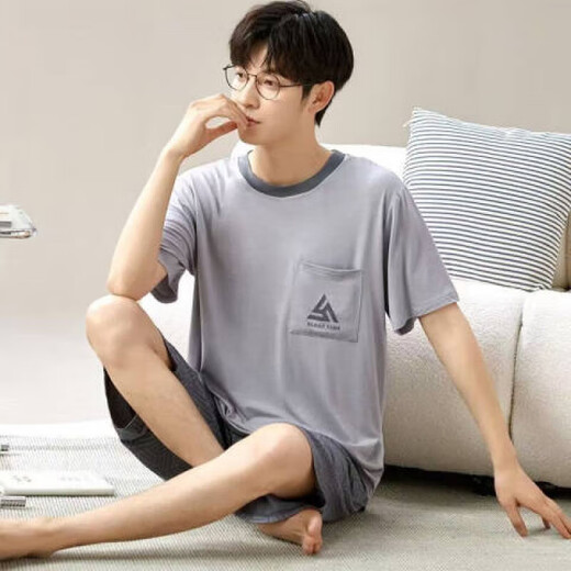 
Wanqin pajamas men's summer loose shorts and shorts plus a large size thin summer home suit wear L [camp 6624 men's home suit 2XL [recommended 140-160Jin [Jin equals 0.5 kg]]