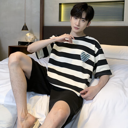 Официальный веб-сайт Hongdou [Центральная мать] 2025 Pajamas Men Summer Pure Cotton Cottoned Cotton Gotenger Home Olde Cover Style Cover Yzt679 Men L [Предлагают 110-135 Jin [Jin равны 0,5 кг] Wear].