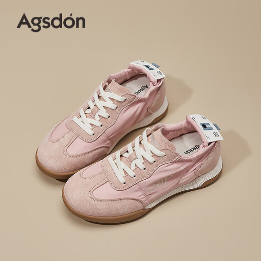 奥古狮登（Agsdon）芭蕾德训鞋女云朵感休闲运动鞋网红透气华夫鞋 I133077 粉色 37
