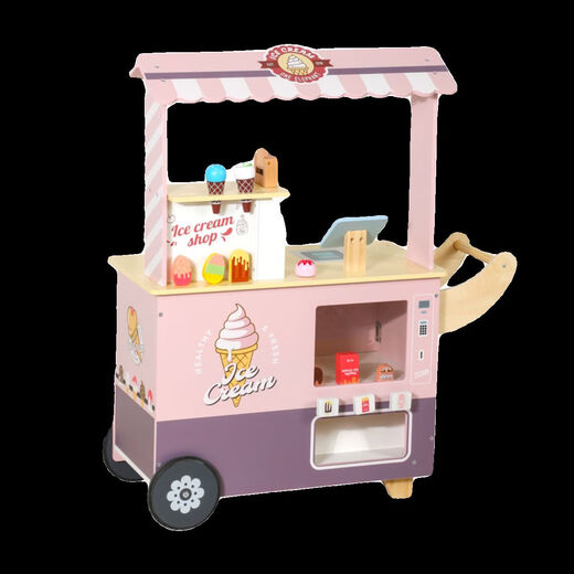 
Playhouse wooden concession candy car shopping baby automatic ice cream vending machine toy mobile ice cream car ice cream car blue