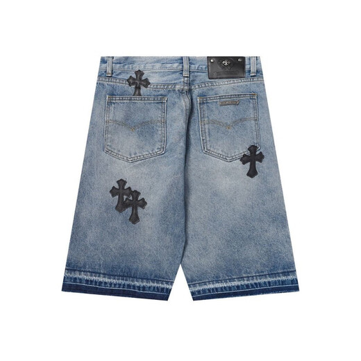chrome heart summer new loose five-point jeans internet celebrity light luxury ins men and women 9921-black 28