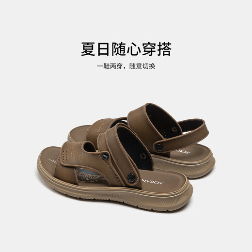 Chaussures masculines Aokang 2025 Summer New Beach Chaussures Soft Soft Semers Sandals décontractés à double usage Léger Brown 1251721029 38 (240 mm)