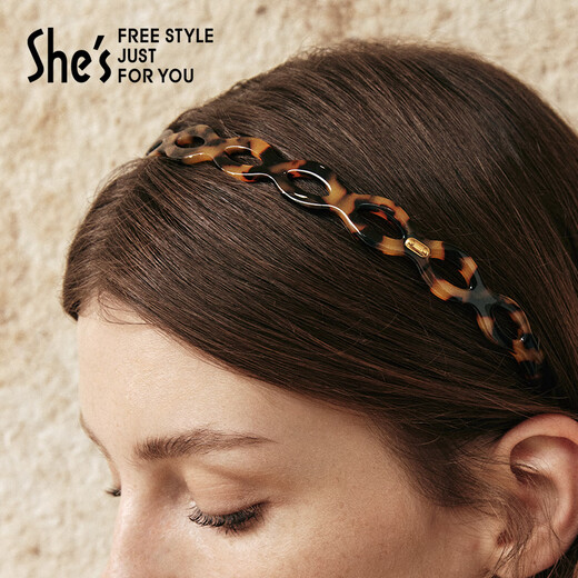 She s Akiko acetate plate headband, high-end hairpins, pressed hair headbands, hair accessories, birthday gifts for girlfriends, twist hollow style, tortoiseshell color SHG8609333F0