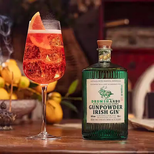 JiTu爱尔兰原瓶进口鹿角兔火耀加州橙金酒DRUMSHANBO GUN POWDER GIN 加州橙版700mL