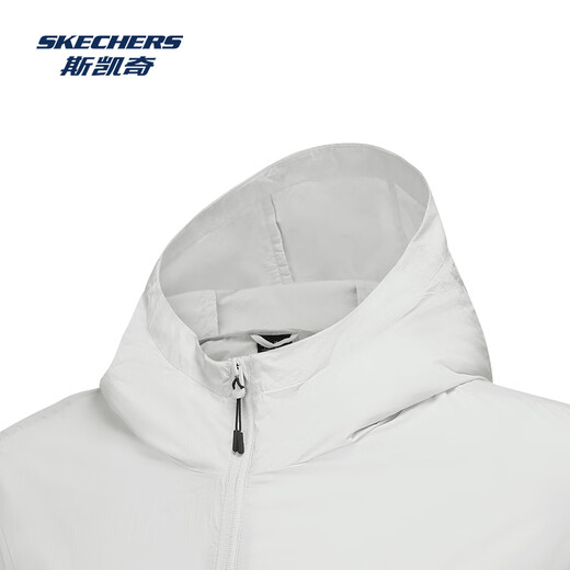 斯凯奇（Skechers）御光防晒衣男女同款凉感速干舒适运动户外透气连帽外套P224M032 月球灰/00MV XL