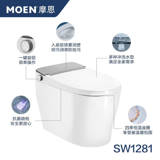 摩恩（MOEN）2025新款智能马桶妇洗臀洗SW1289双水路即热一体坐便器SW1281 SW1 低水压/遥控器  SW1289CL/DL 400mm