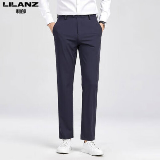 Lilang Herren Casual Hosen Sommer Neugeschäftshose Anti-Falten-Gerade und unemkonisch-Long Hosen trendy schwarz Blau H9896 30