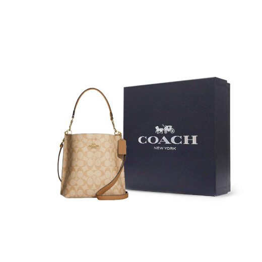 Coach (Coach) Molliebucket22 Klassische altmodische Snap-Close-Leinwand mit Leder-Eimer-Bag-Umhängetasche kleines Frauen-Basispaket (Bag + Dust Bag)