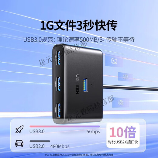 
Green Network (UGREEN) UGREEN Green Network USB3.0 Expander Set Spreader Plug Multi-Port HUB1 Point 4 Upgrade Appearance-2m (15699)
