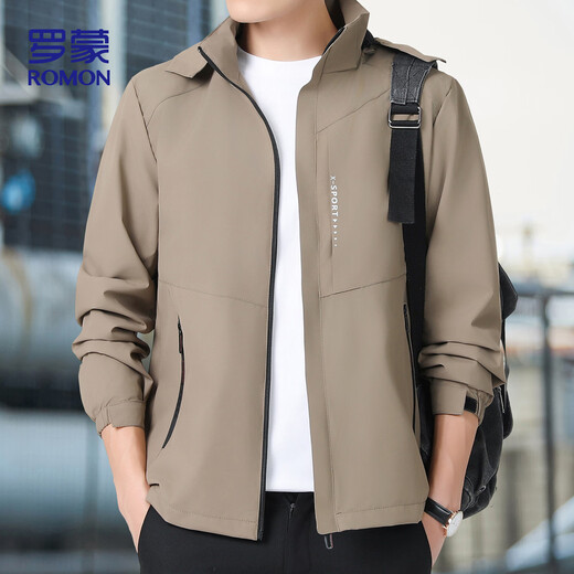 ROMON jacket men's hooded autumn sports commuting casual outdoor assault jacket men's top ZHX2228 camel XL