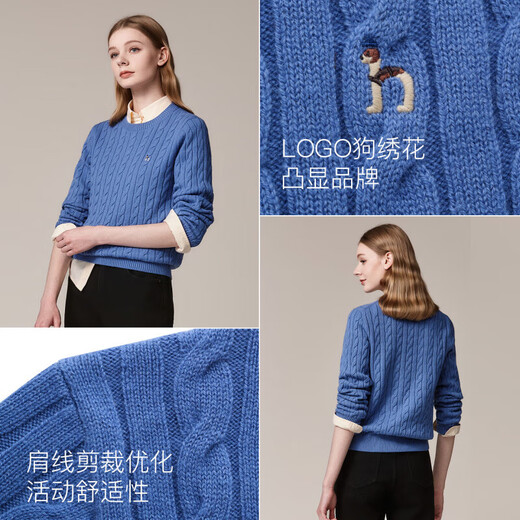 HAZZYS Women's Clothing 2025 Autumn Women's Sweater Solid Color Round Neck Cable Pullover Cardigan for Women