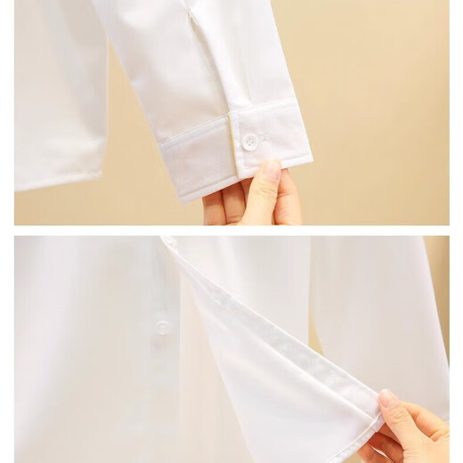 Pure cotton white shirt children's new spring, autumn and winter cotton long-sleeved bottoming shirt versatile niche Korean style buttons white 90 one size too small