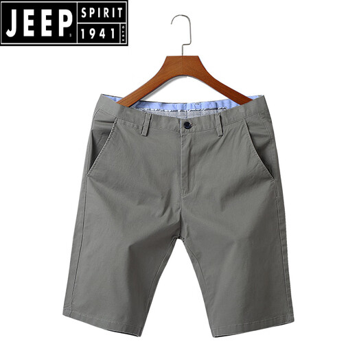 JEEP SPIRIT弹力休闲短裤男夏季薄款系皮带纯棉质五分裤男士修身裤子中裤潮流 雾霾蓝9909 34 (140-160斤左右)
