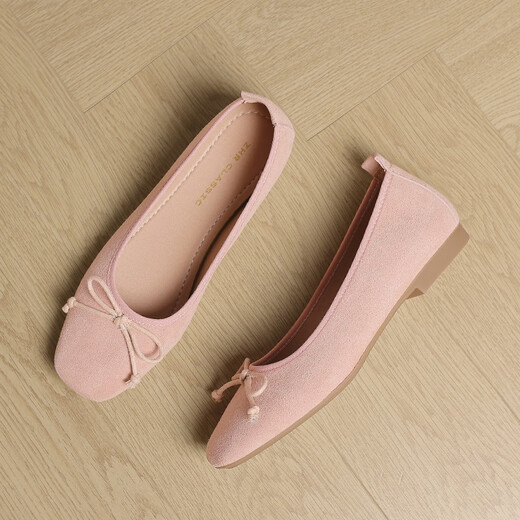 Zhr zapatos individuales para mujeres estilo ballet de primavera y verano frijoles suaves suaves zapatos de mujer temperamento de huevo de huevo zapatos de mantequilla ah679 rosa 36
