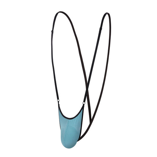 Men's sexy underwear ice silk jumpsuit low-waist printed adjustable sexy youth thong men's T-pants g-sleeve peacock blue small net one size