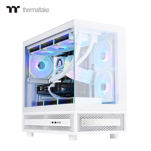 Thermaltake（Tt）钢影透S-M 海景房机箱 电脑主机 白色（M-ATX主板/支持360水冷/9风扇位）