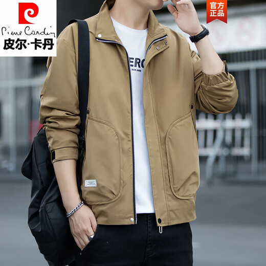 Pierre Cardin Chaqueta de la solapa espesa Spring y Autumn New Men's Clothing más grasa más tops más grandes Soporte casual de collar de moda Hombres negros 719 más estilo grueso L 105-115Jin [Jin equivale a 0.5 kg]