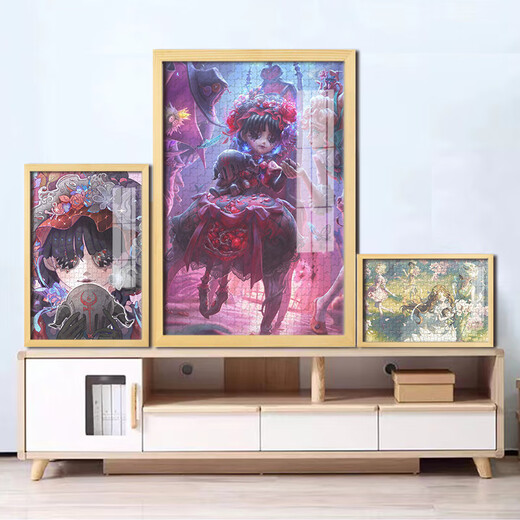Identity Fifth Memories Little Girl Puzzle 1000 Pieces Wooden Framed Adult Version Handmade Diy Assembly Decorative Painting 28x23 cm (Disassembled with black photo frame) 120 Pieces A10975-Little Girl