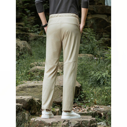 CEO Yageor men's outdoor spring and autumn casual pants three-proof fabric wrinkle-resistant wear-resistant water-resistant trousers sports elastic pants black JQB-671 M 170
